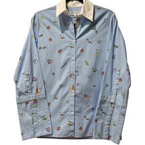 🌈 Mira Mikati Roller Skating Print Striped Shirt US 4 EU36 Good Vibes Only $795